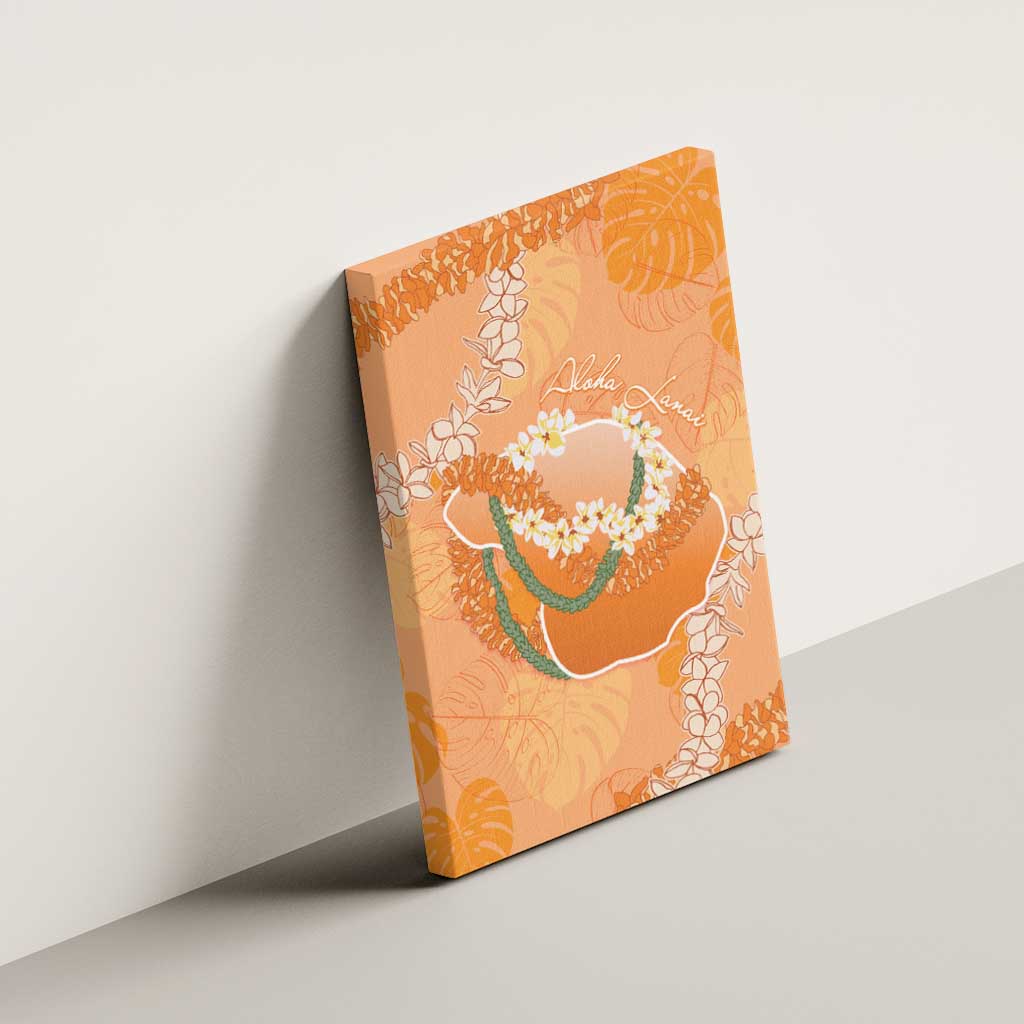 Hawaii Lanai Island Flowers Lei Canvas Wall Art Orange Kaunaoa Mix Maile