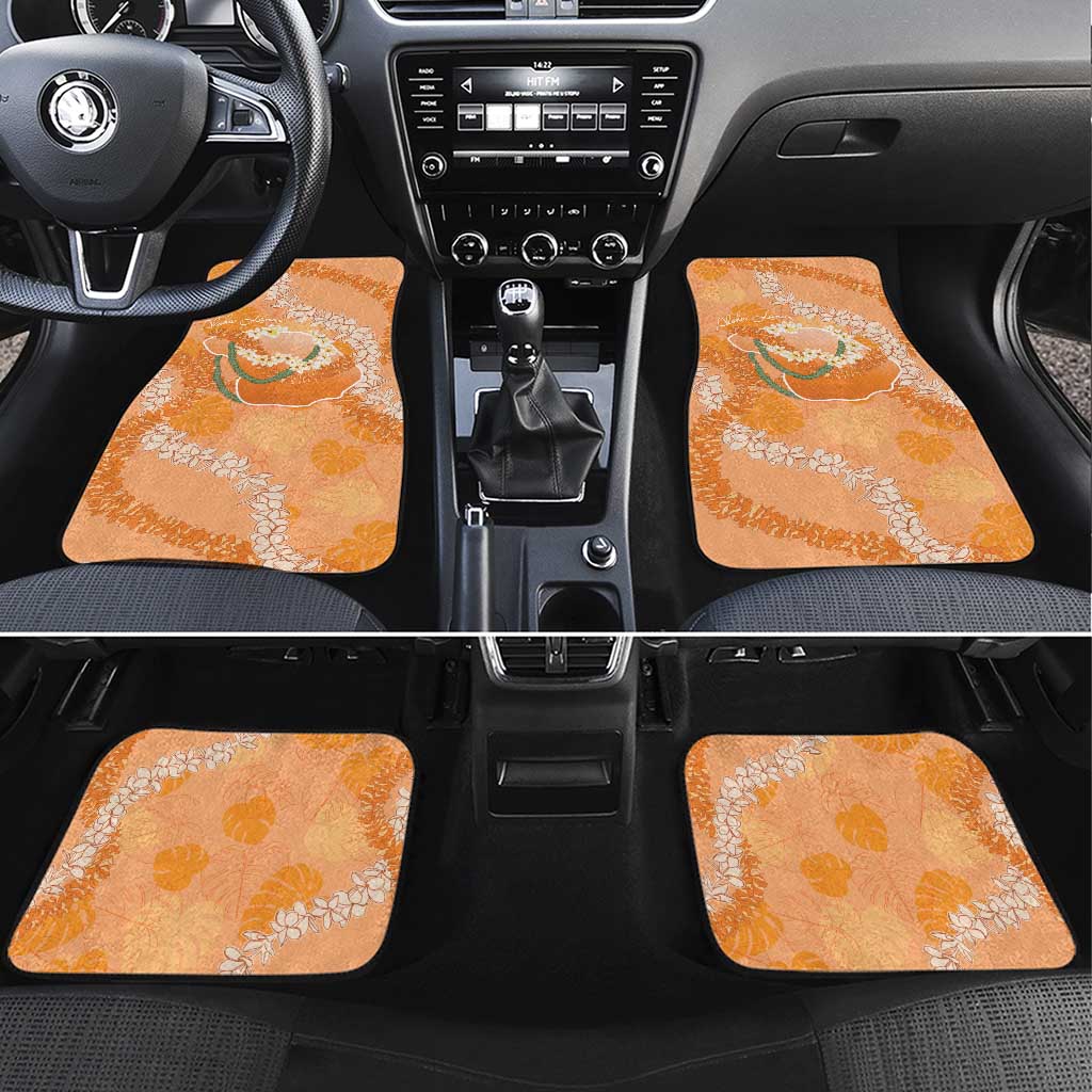 Hawaii Lanai Island Flowers Lei Car Mats Orange Kaunaoa Mix Maile