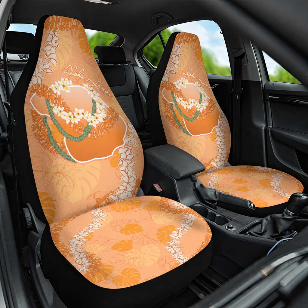 Hawaii Lanai Island Flowers Lei Car Seat Cover Orange Kaunaoa Mix Maile