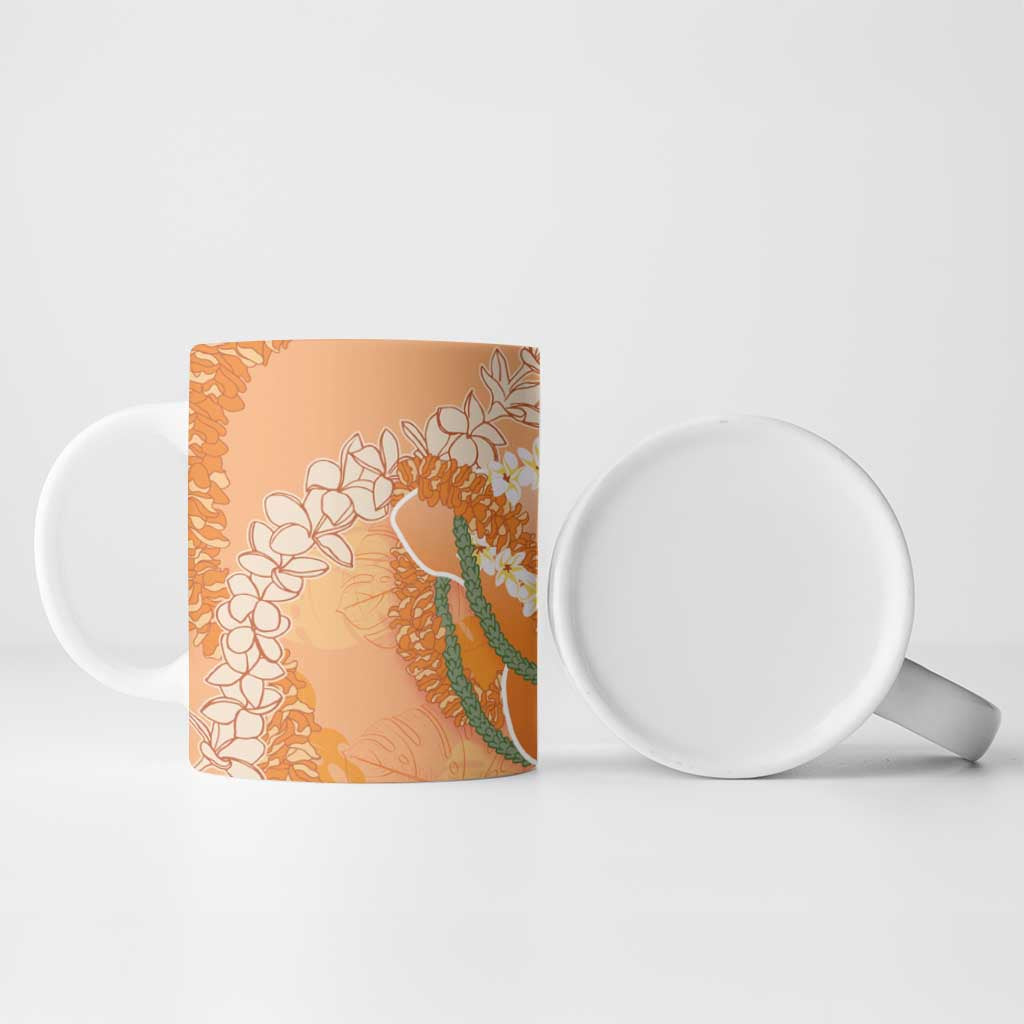 Hawaii Lanai Island Flowers Lei Ceramic Mug Orange Kaunaoa Mix Maile