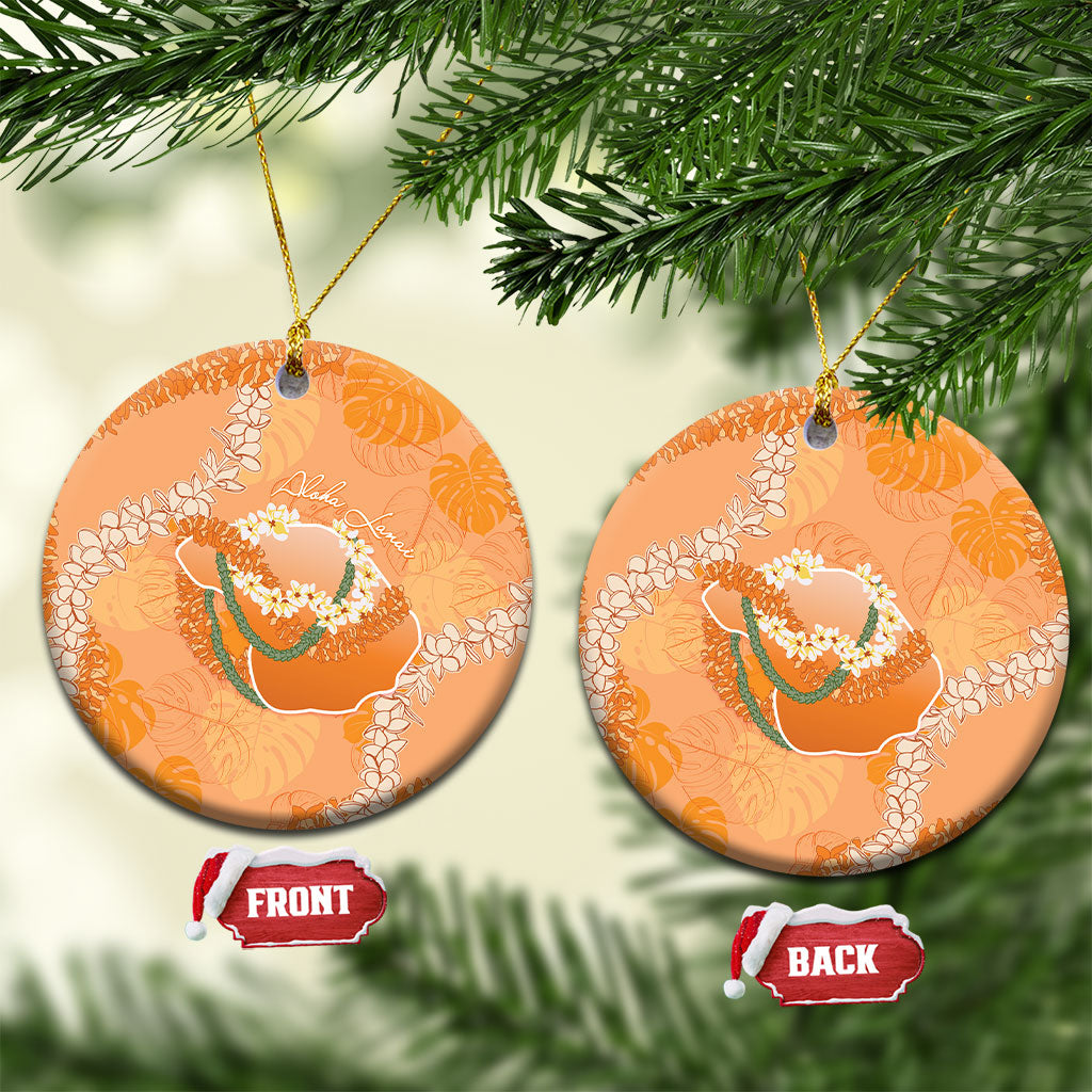 Hawaii Lanai Island Flowers Lei Ceramic Ornament Orange Kaunaoa Mix Maile