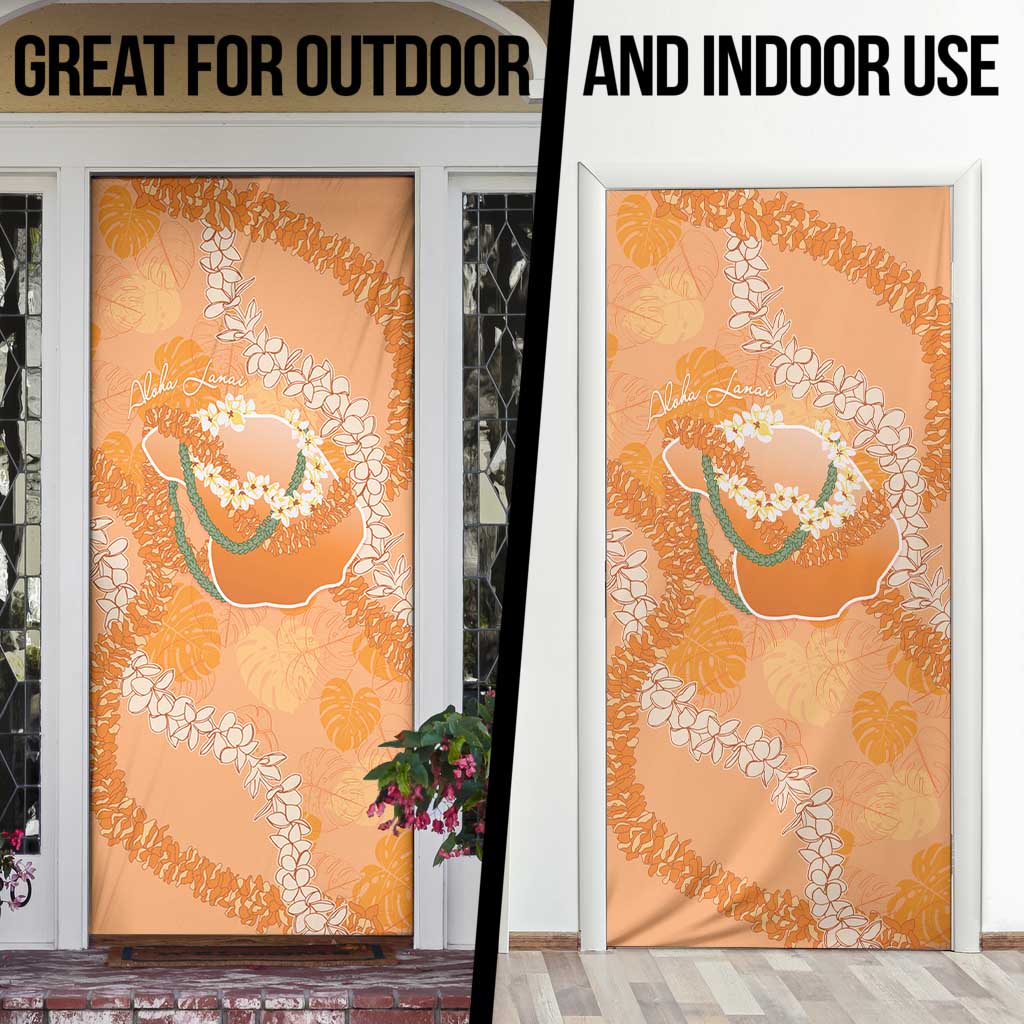 Hawaii Lanai Island Flowers Lei Door Cover Orange Kaunaoa Mix Maile