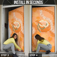 Hawaii Lanai Island Flowers Lei Door Cover Orange Kaunaoa Mix Maile