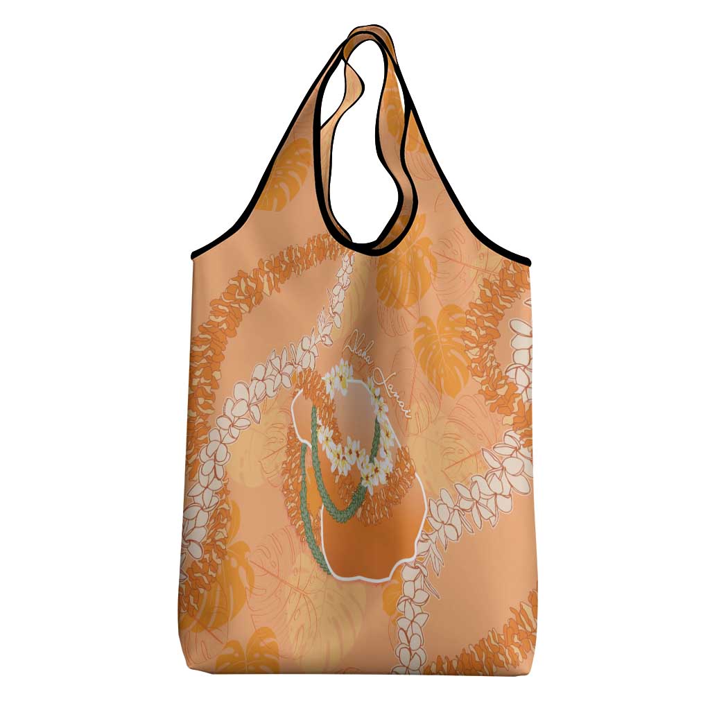 Hawaii Lanai Island Flowers Lei Grocery Bag Orange Kaunaoa Mix Maile