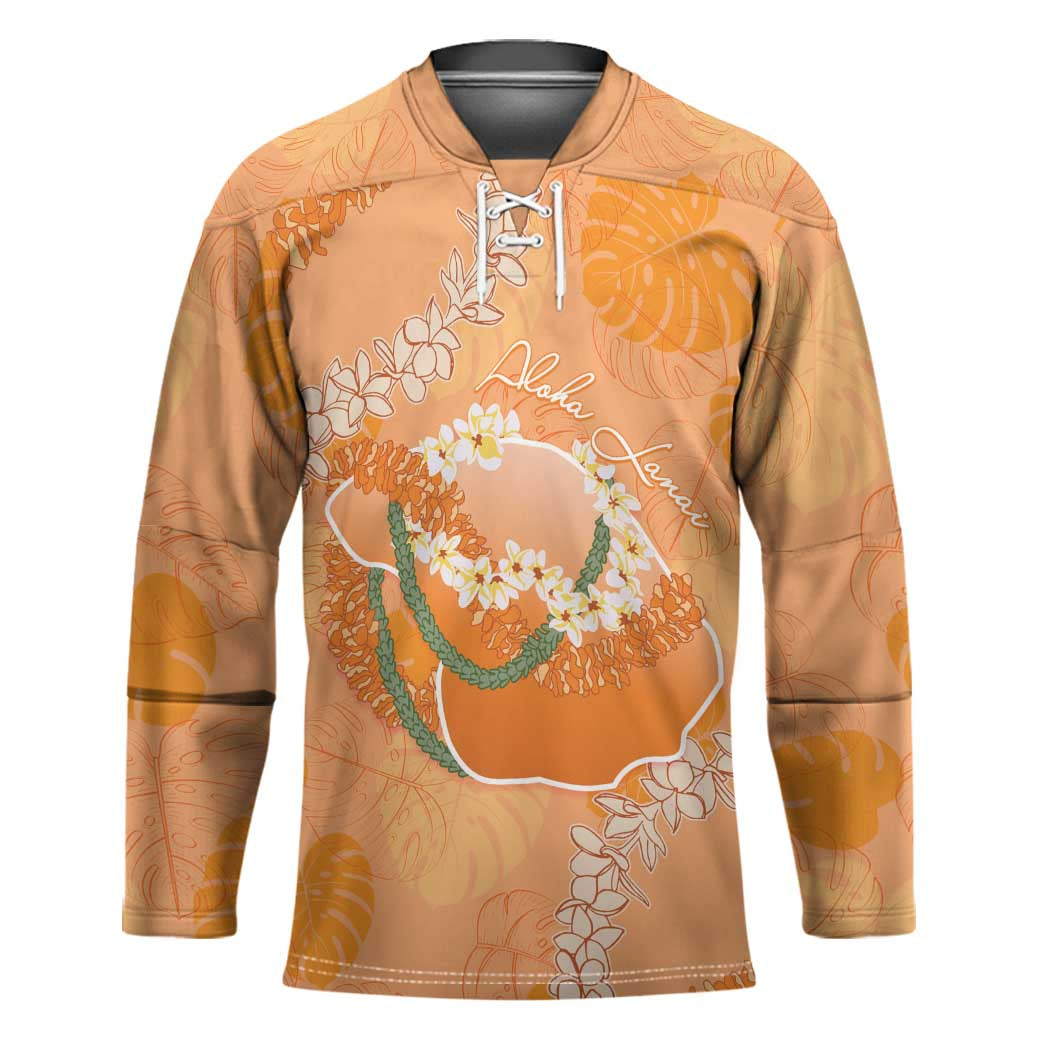 Hawaii Lanai Island Flowers Lei Hockey Jersey Orange Kaunaoa Mix Maile
