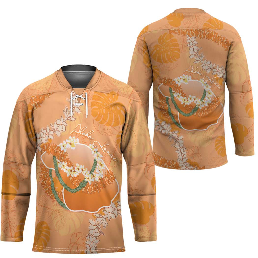 Hawaii Lanai Island Flowers Lei Hockey Jersey Orange Kaunaoa Mix Maile