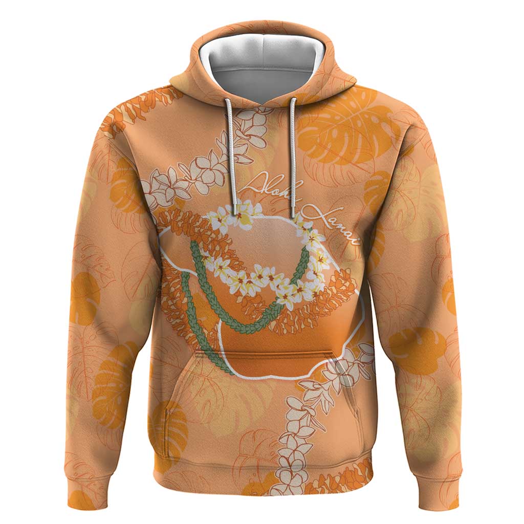 Hawaii Lanai Island Flowers Lei Hoodie Orange Kaunaoa Mix Maile