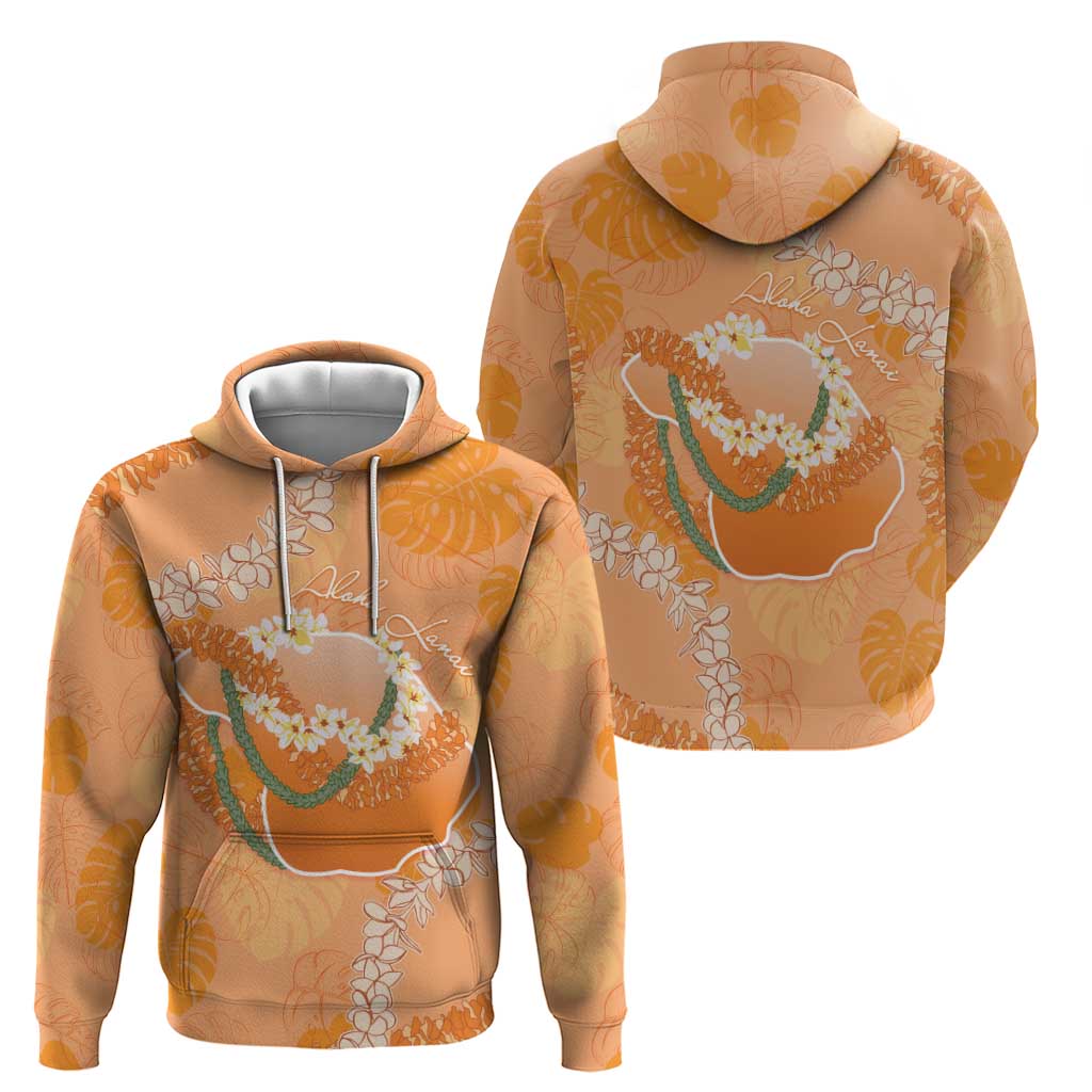 Hawaii Lanai Island Flowers Lei Hoodie Orange Kaunaoa Mix Maile