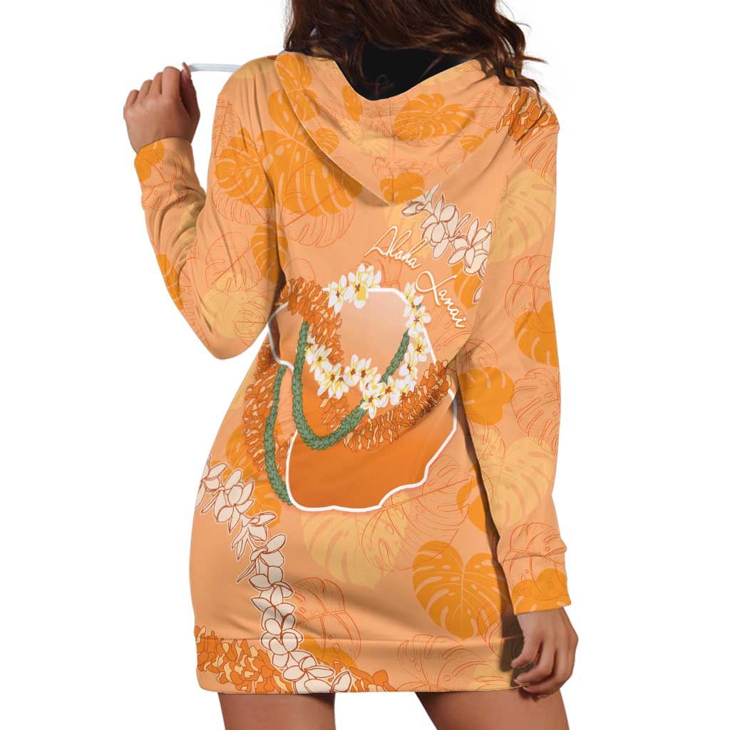 Hawaii Lanai Island Flowers Lei Hoodie Dress Orange Kaunaoa Mix Maile