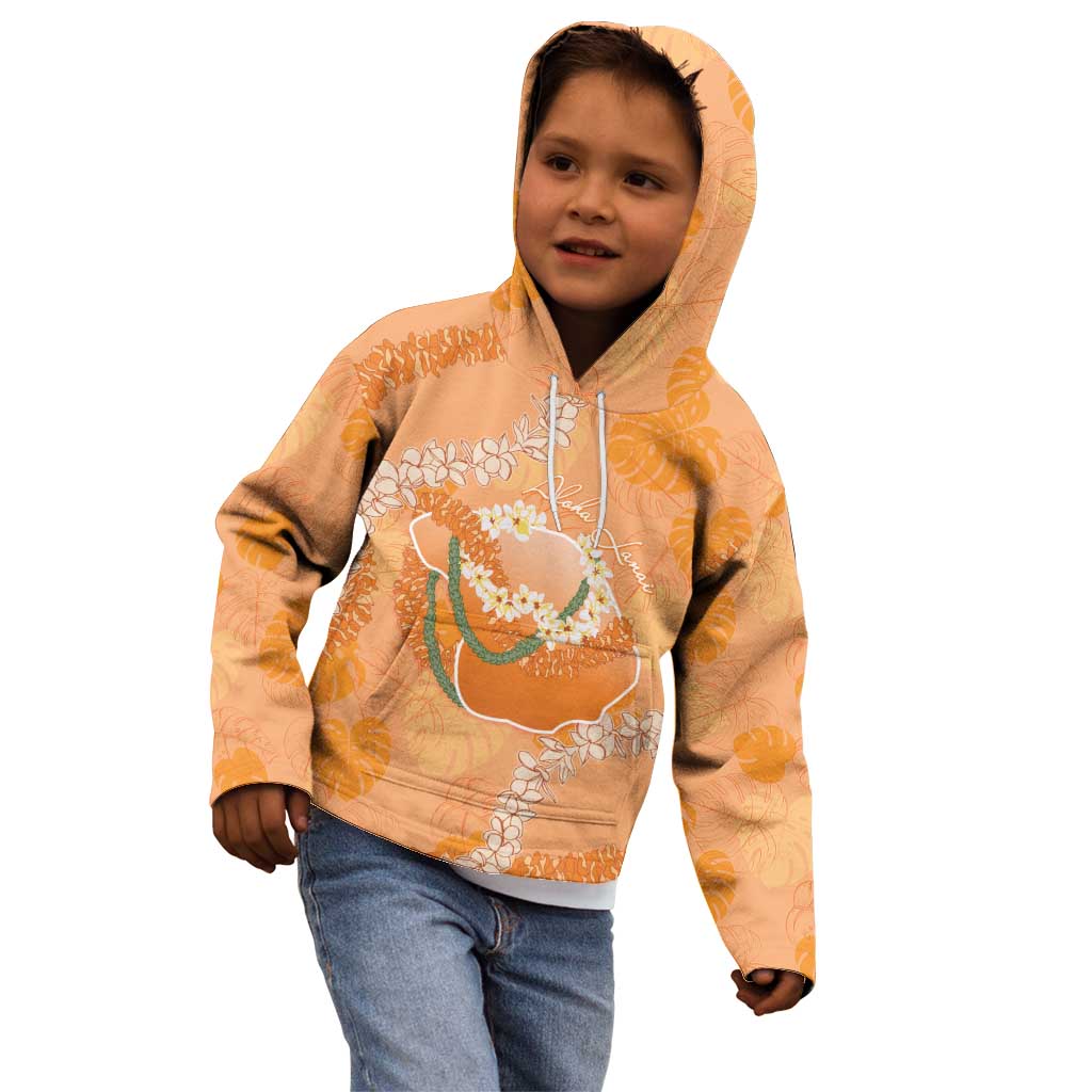 Hawaii Lanai Island Flowers Lei Kid Hoodie Orange Kaunaoa Mix Maile