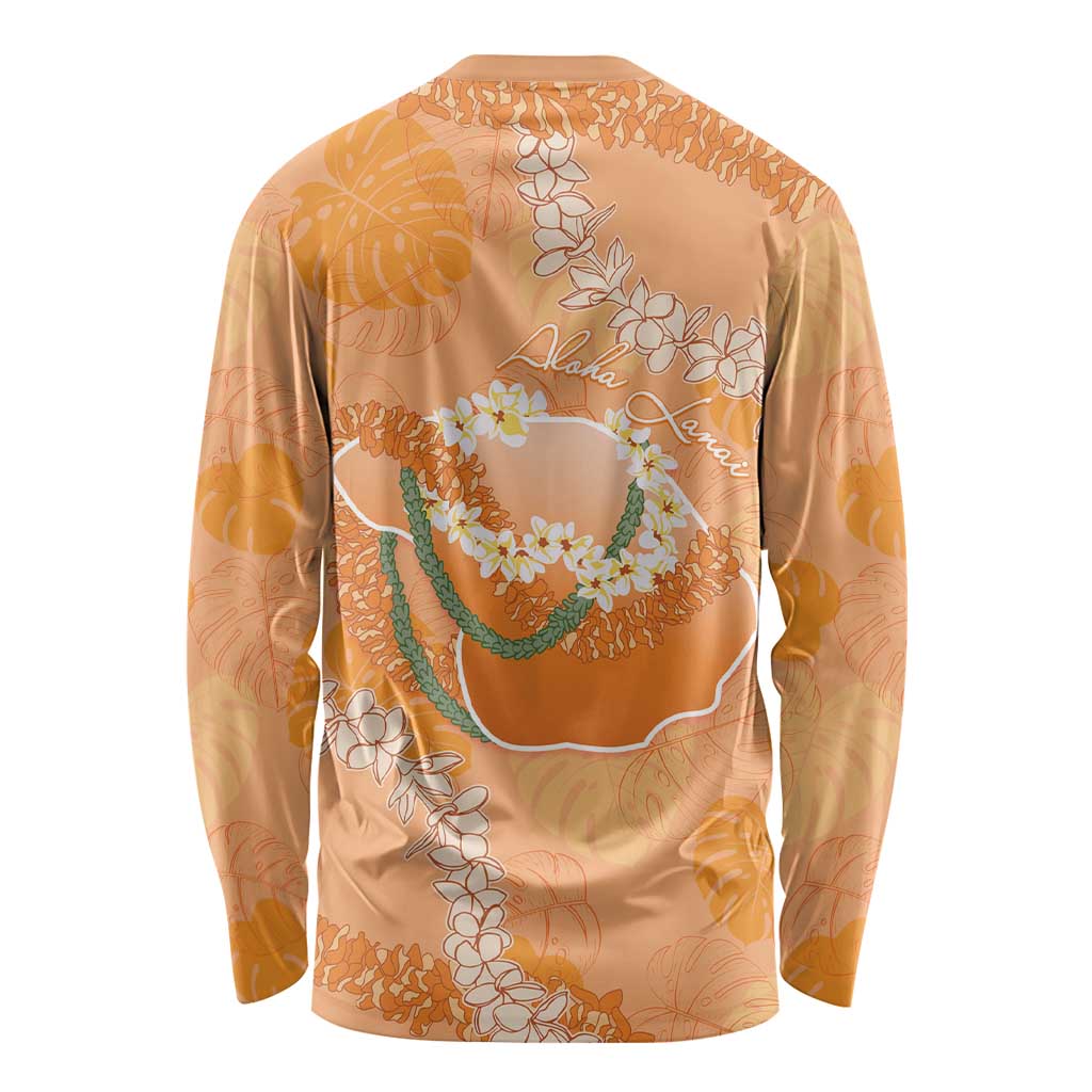 Hawaii Lanai Island Flowers Lei Long Sleeve Shirt Orange Kaunaoa Mix Maile
