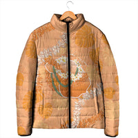 Hawaii Lanai Island Flowers Lei Padded Jacket Orange Kaunaoa Mix Maile