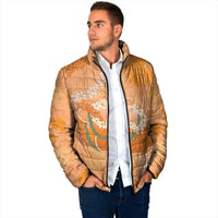 Hawaii Lanai Island Flowers Lei Padded Jacket Orange Kaunaoa Mix Maile