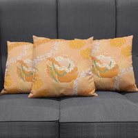 Hawaii Lanai Island Flowers Lei Pillow Cover Orange Kaunaoa Mix Maile