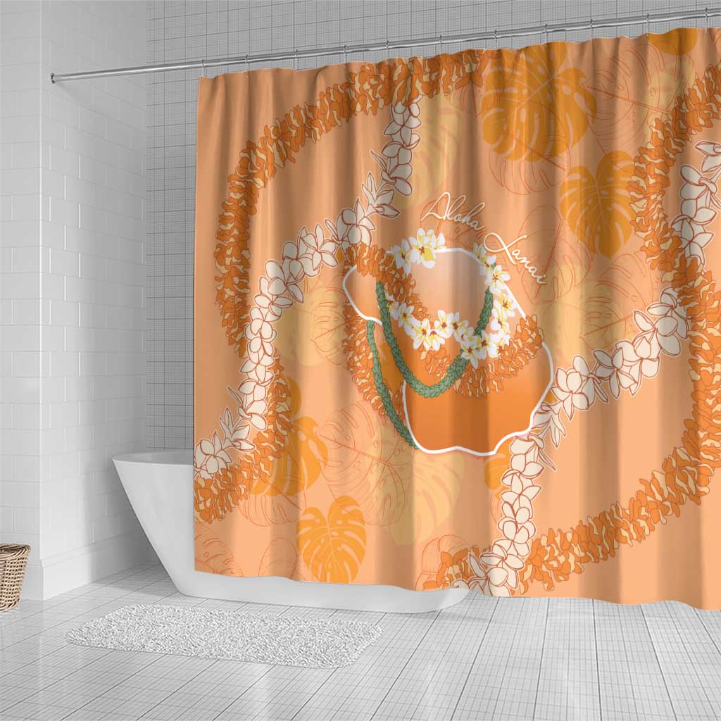 Hawaii Lanai Island Flowers Lei Shower Curtain Orange Kaunaoa Mix Maile