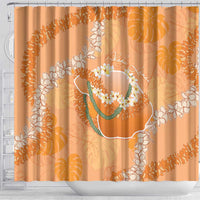 Hawaii Lanai Island Flowers Lei Shower Curtain Orange Kaunaoa Mix Maile