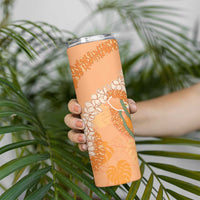 Hawaii Lanai Island Flowers Lei Skinny Tumbler Orange Kaunaoa Mix Maile LT7 - Polynesian Pride