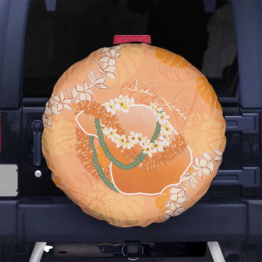Hawaii Lanai Island Flowers Lei Spare Tire Cover Orange Kaunaoa Mix Maile