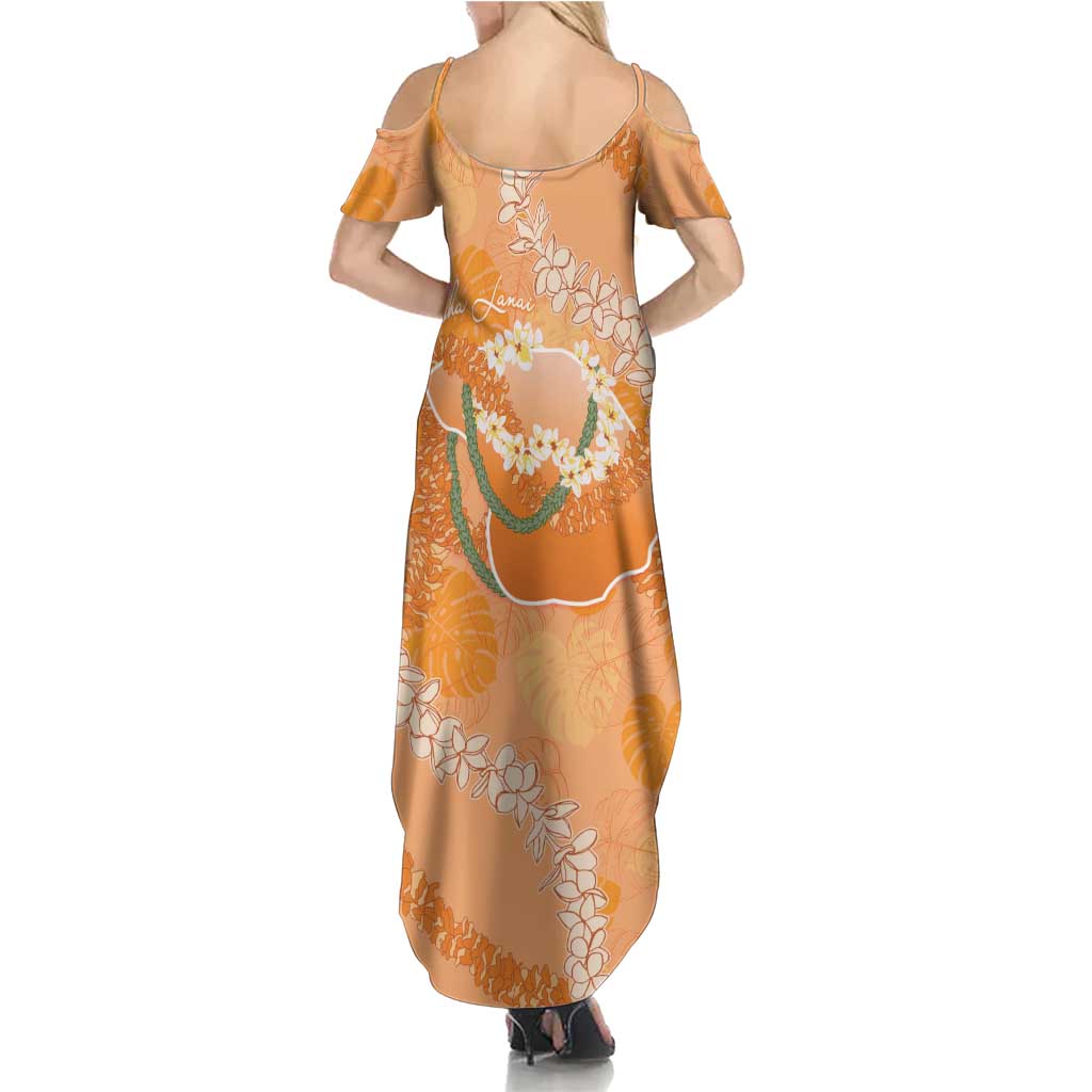 Hawaii Lanai Island Flowers Lei Summer Maxi Dress Orange Kaunaoa Mix Maile