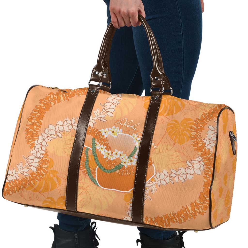 Hawaii Lanai Island Flowers Lei Travel Bag Orange Kaunaoa Mix Maile