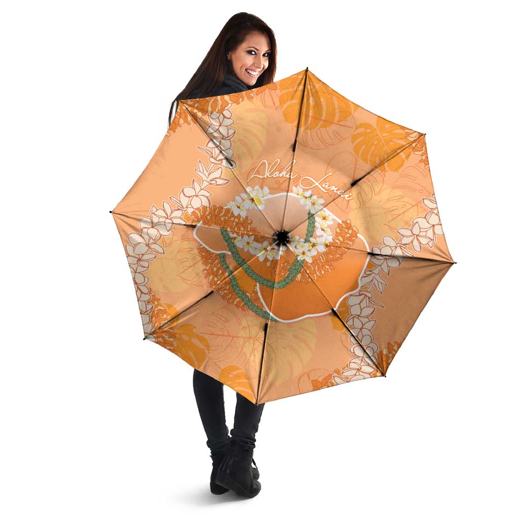 Hawaii Lanai Island Flowers Lei Umbrella Orange Kaunaoa Mix Maile
