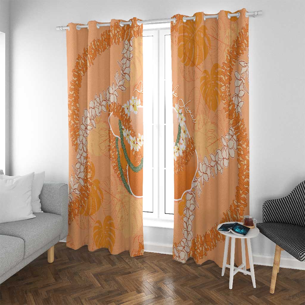 Hawaii Lanai Island Flowers Lei Window Curtain Orange Kaunaoa Mix Maile
