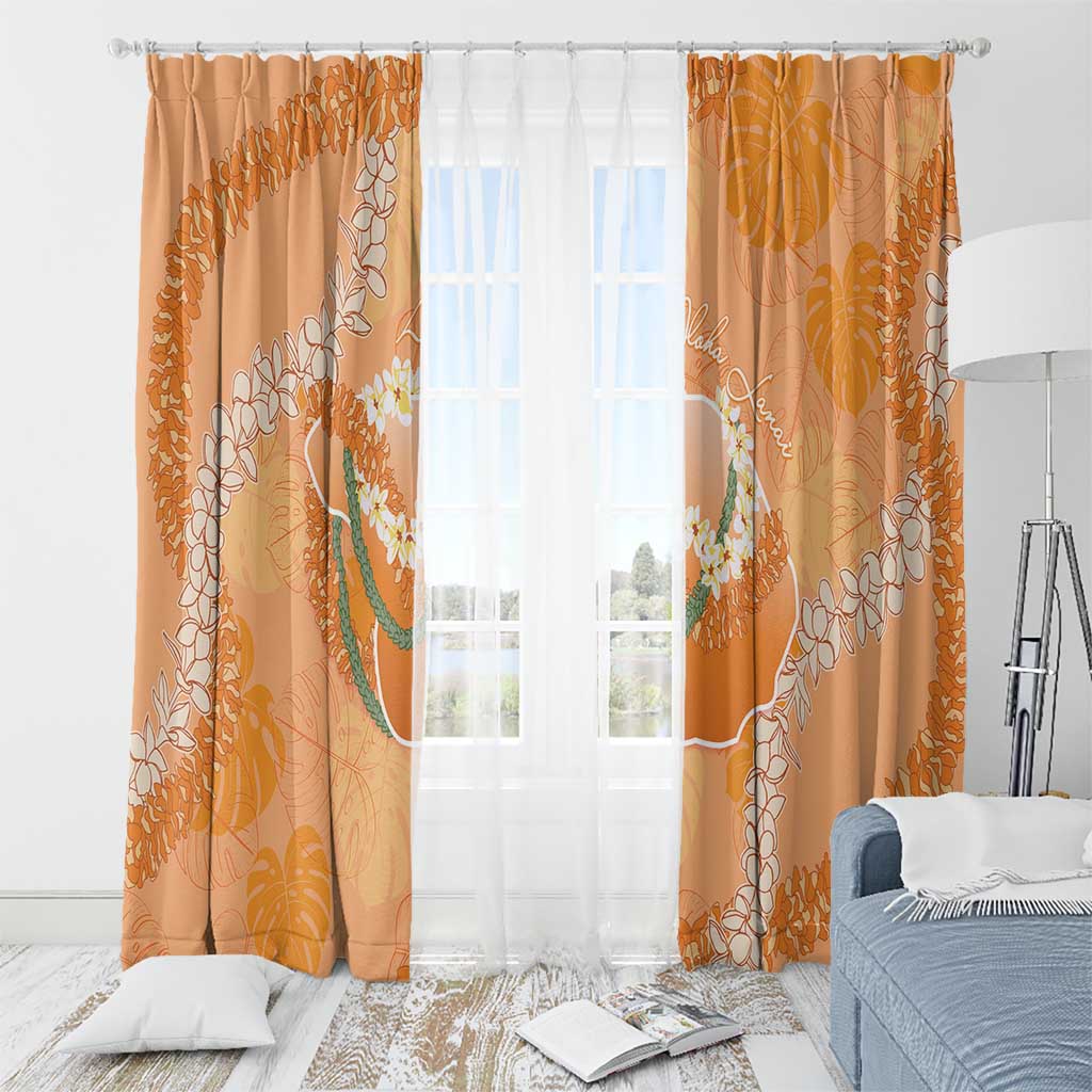 Hawaii Lanai Island Flowers Lei Window Curtain Orange Kaunaoa Mix Maile