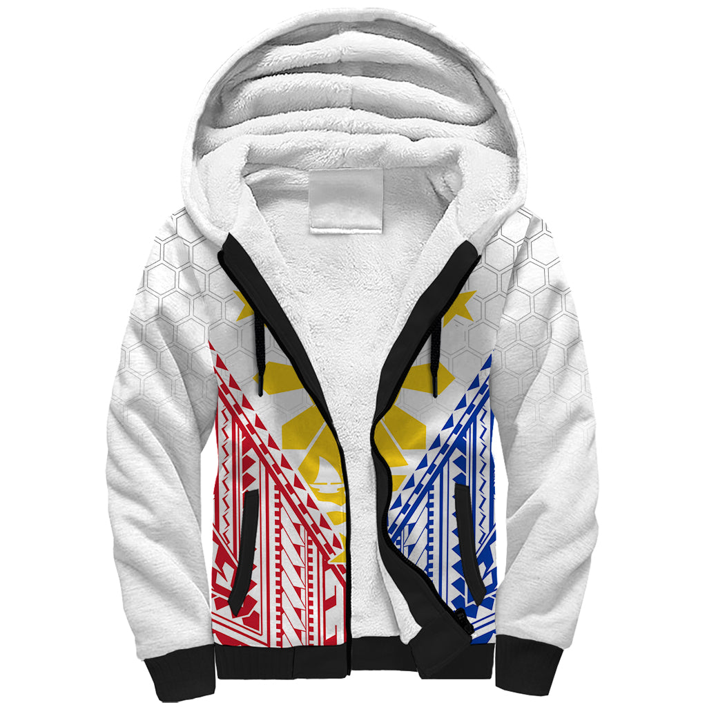 Personalised Philippines Mix Guam Sherpa Hoodie Filipino Flag Style LT7 Unisex White - Polynesian Pride