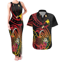 Personalized Milne Bay Couples Matching Tank Maxi Dress and Hawaiian Shirt PNG Lime Pot with Oro Tapa