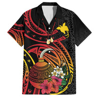 Personalized Milne Bay Family Matching Long Sleeve Bodycon Dress and Hawaiian Shirt PNG Lime Pot with Oro Tapa LT7 Dad's Shirt - Short Sleeve Black - Polynesian Pride