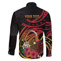 Personalized Milne Bay Family Matching Off The Shoulder Long Sleeve Dress and Hawaiian Shirt PNG Lime Pot with Oro Tapa