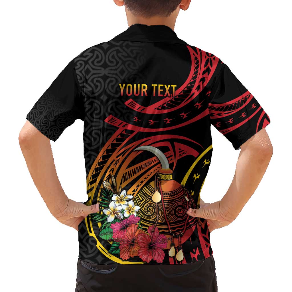 Personalized Milne Bay Family Matching Short Sleeve Bodycon Dress and Hawaiian Shirt PNG Lime Pot with Oro Tapa LT7 - Polynesian Pride