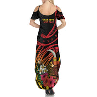 Personalized Milne Bay Family Matching Summer Maxi Dress and Hawaiian Shirt PNG Lime Pot with Oro Tapa
