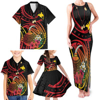 Personalized Milne Bay Family Matching Tank Maxi Dress and Hawaiian Shirt PNG Lime Pot with Oro Tapa