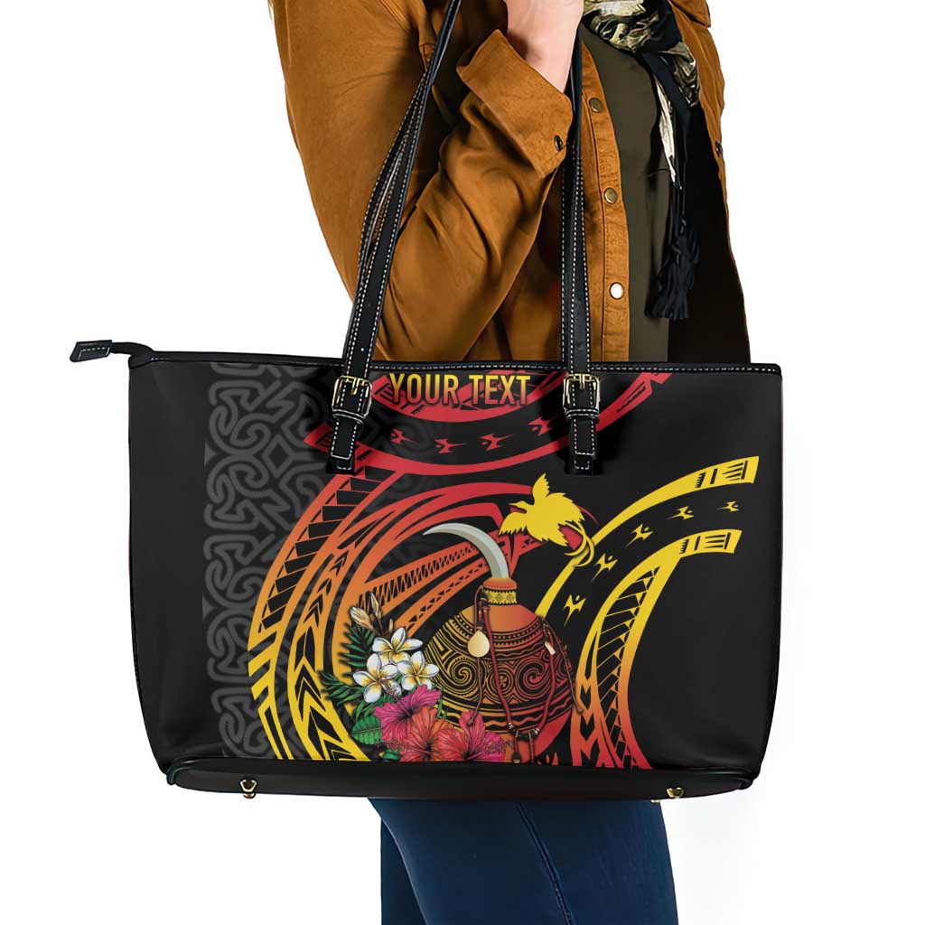 Personalized Milne Bay Leather Tote Bag PNG Lime Pot with Oro Tapa
