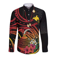 Personalized Milne Bay Long Sleeve Button Shirt PNG Lime Pot with Oro Tapa