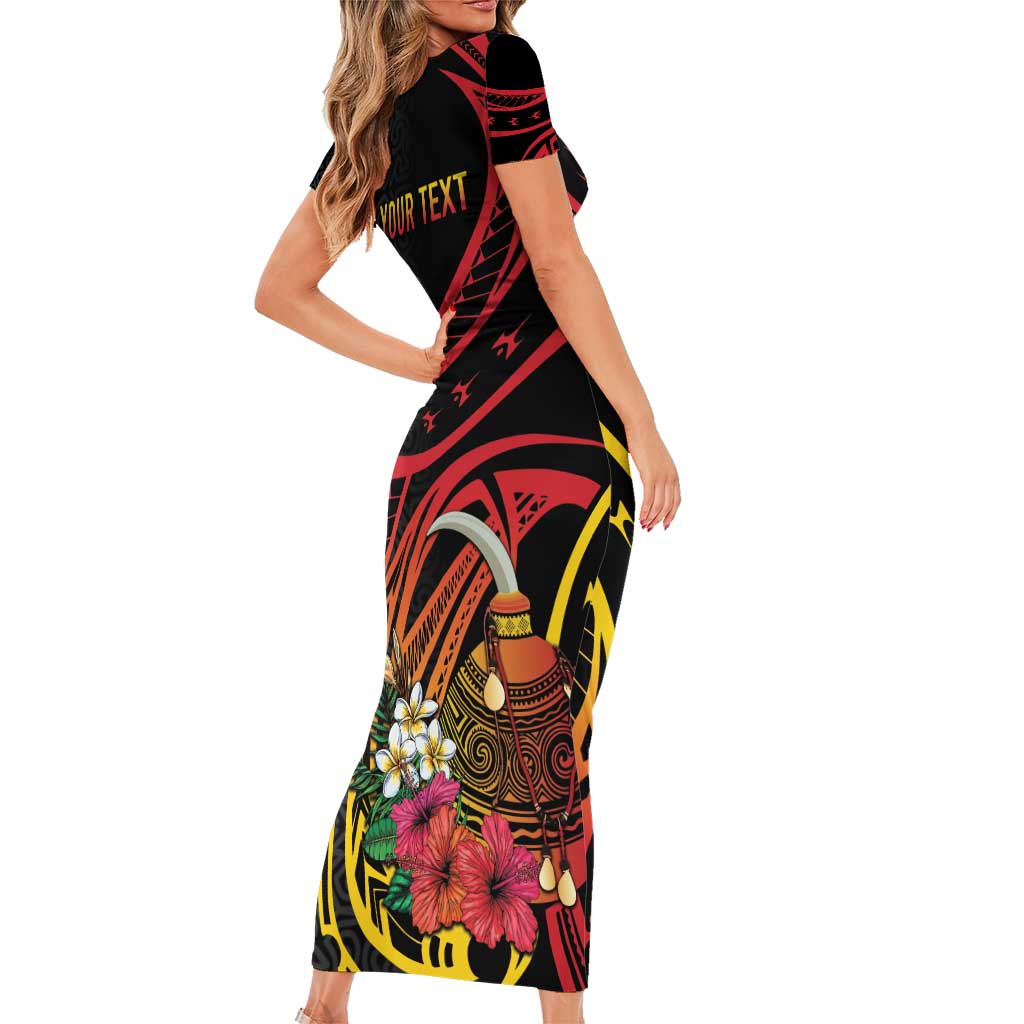 Personalized Milne Bay Short Sleeve Bodycon Dress PNG Lime Pot with Oro Tapa