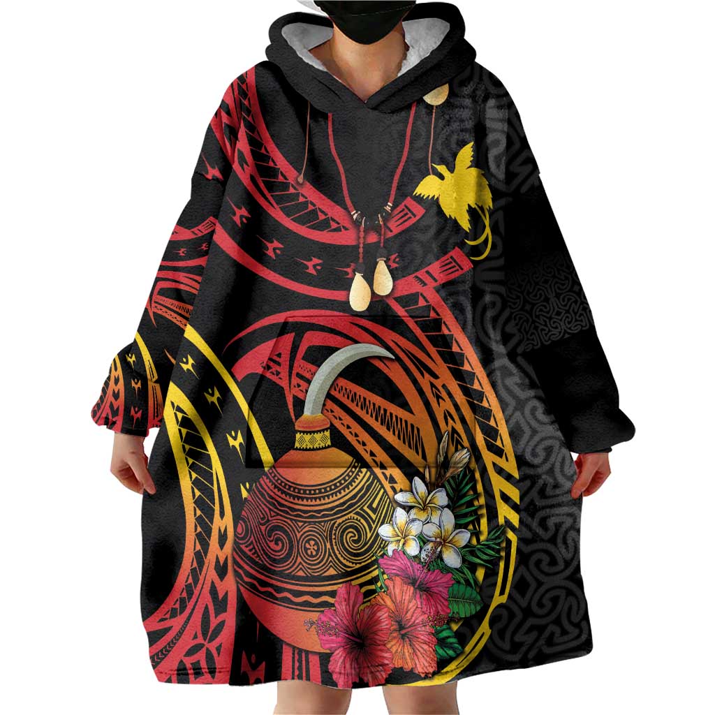 Personalized Milne Bay Wearable Blanket Hoodie PNG Lime Pot with Oro Tapa