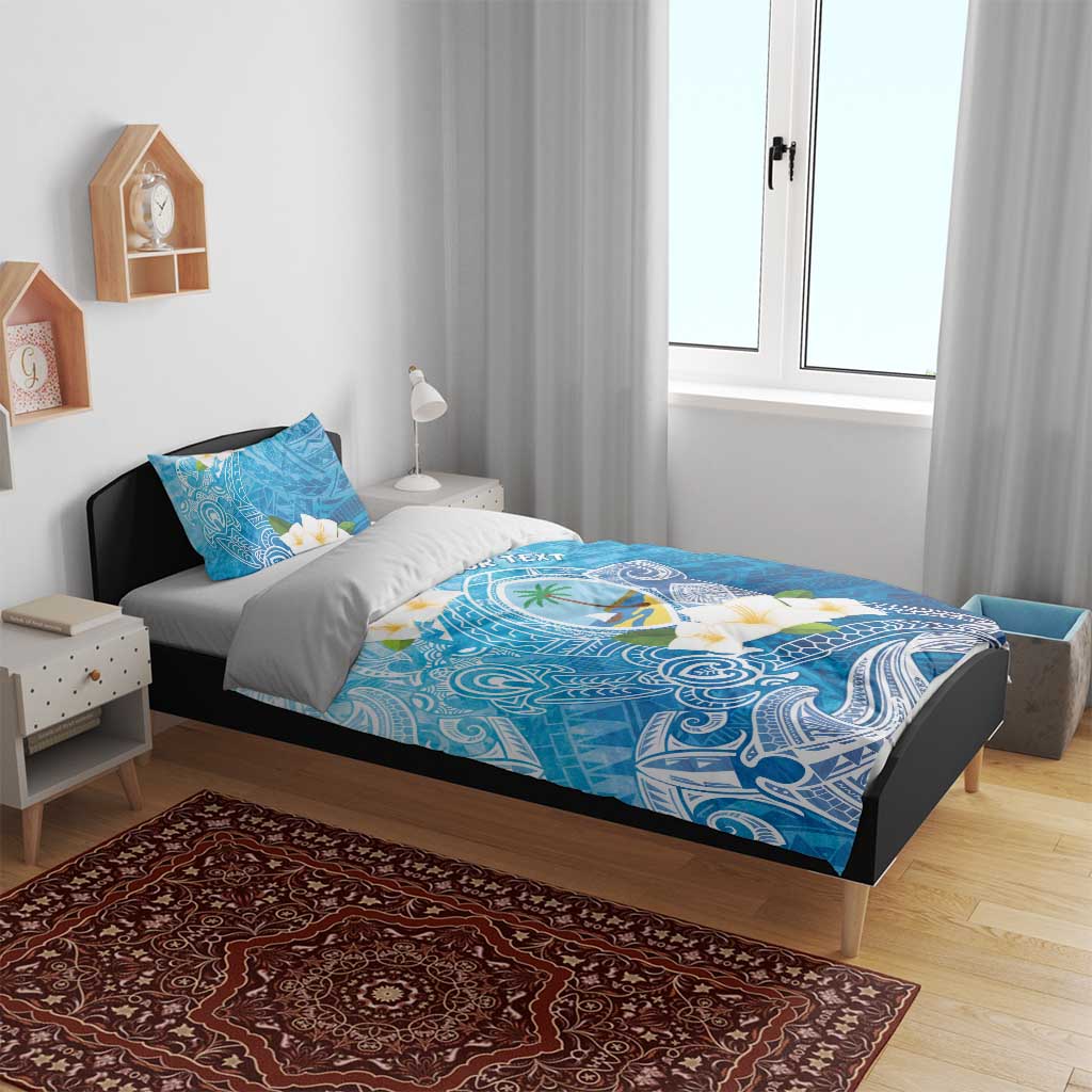 Hafa Adai Guam Chamorro Personalized Bedding Set Ocean Blue Latte Stone with Guasali - Polynesian Pride