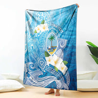 Hafa Adai Guam Chamorro Personalized Blanket Ocean Blue Latte Stone with Guasali LT7 - Polynesian Pride