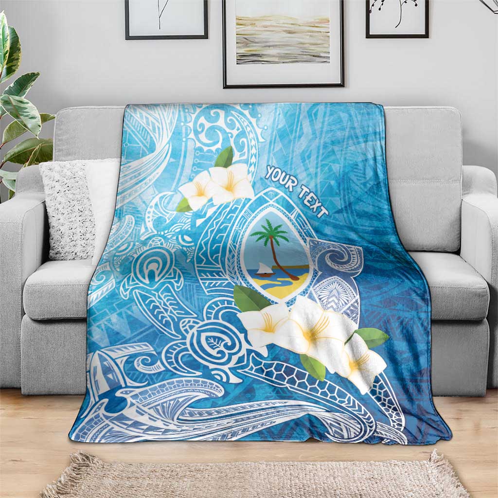 Hafa Adai Guam Chamorro Personalized Blanket Ocean Blue Latte Stone with Guasali LT7 - Polynesian Pride