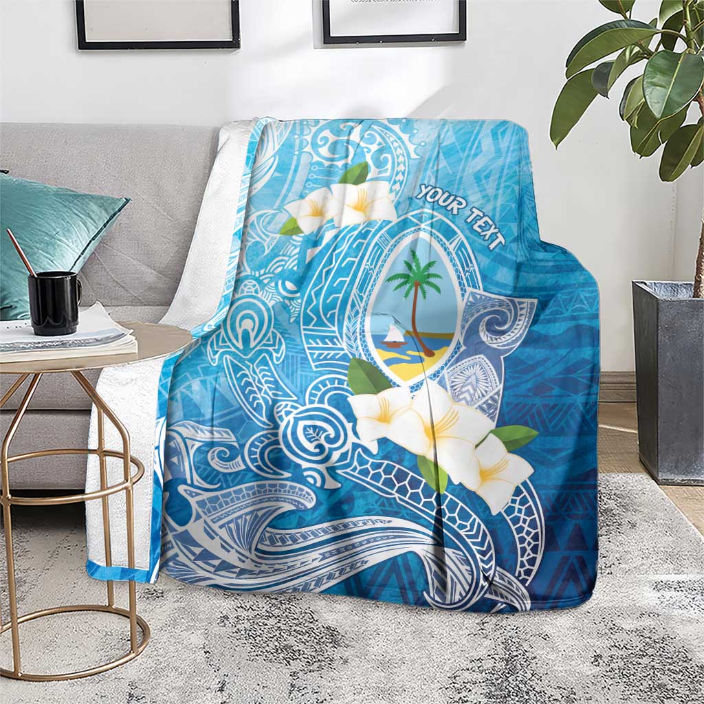 Hafa Adai Guam Chamorro Personalized Blanket Ocean Blue Latte Stone with Guasali LT7 - Polynesian Pride