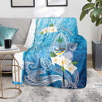 Hafa Adai Guam Chamorro Personalized Blanket Ocean Blue Latte Stone with Guasali LT7 - Polynesian Pride