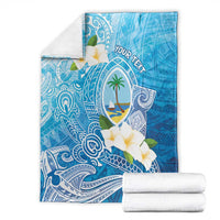 Hafa Adai Guam Chamorro Personalized Blanket Ocean Blue Latte Stone with Guasali LT7 - Polynesian Pride