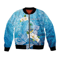 Hafa Adai Guam Chamorro Personalized Bomber Jacket Ocean Blue Latte Stone with Guasali - Polynesian Pride