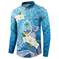 Hafa Adai Guam Chamorro Personalized Button Sweatshirt Ocean Blue Latte Stone with Guasali - Polynesian Pride