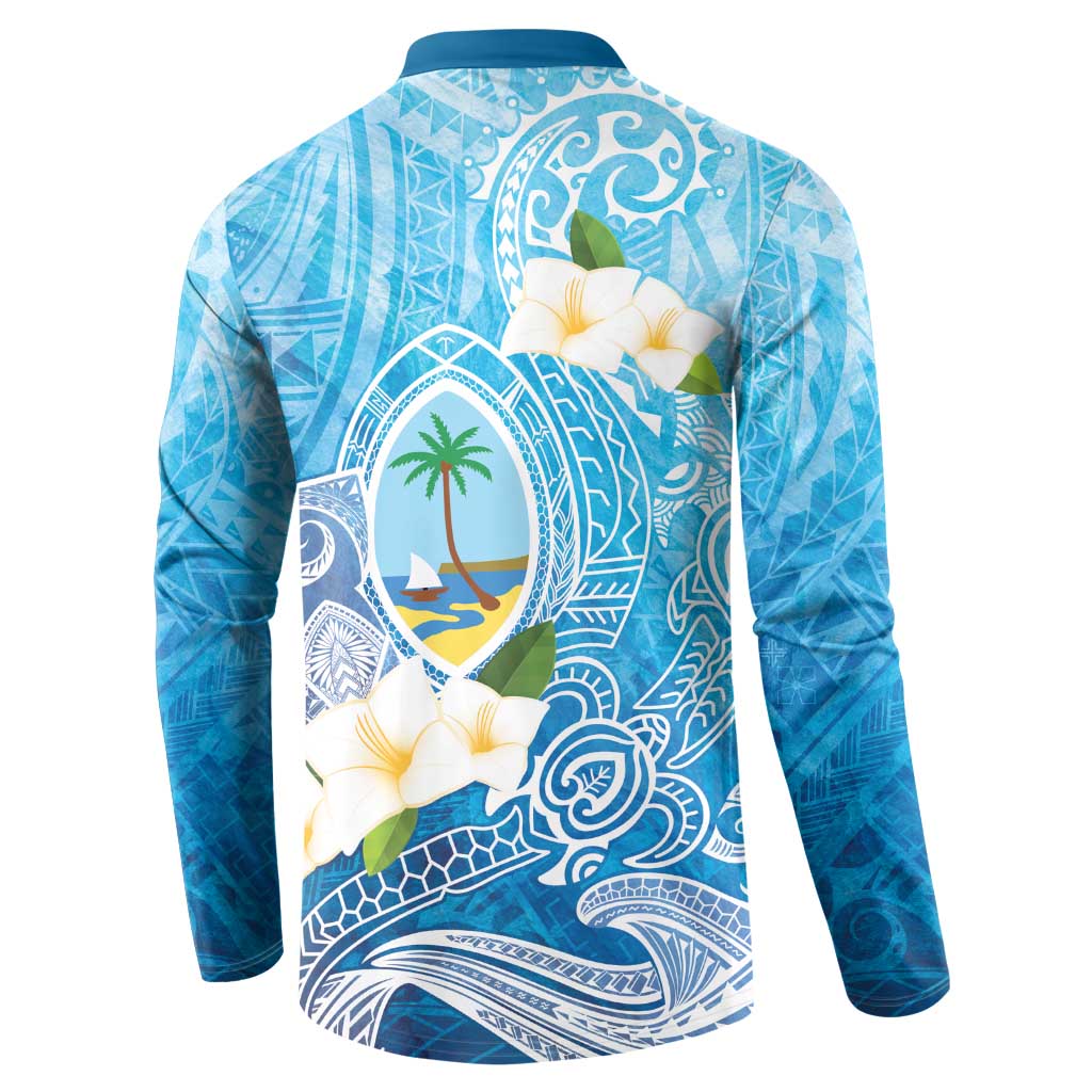 Hafa Adai Guam Chamorro Personalized Button Sweatshirt Ocean Blue Latte Stone with Guasali - Polynesian Pride