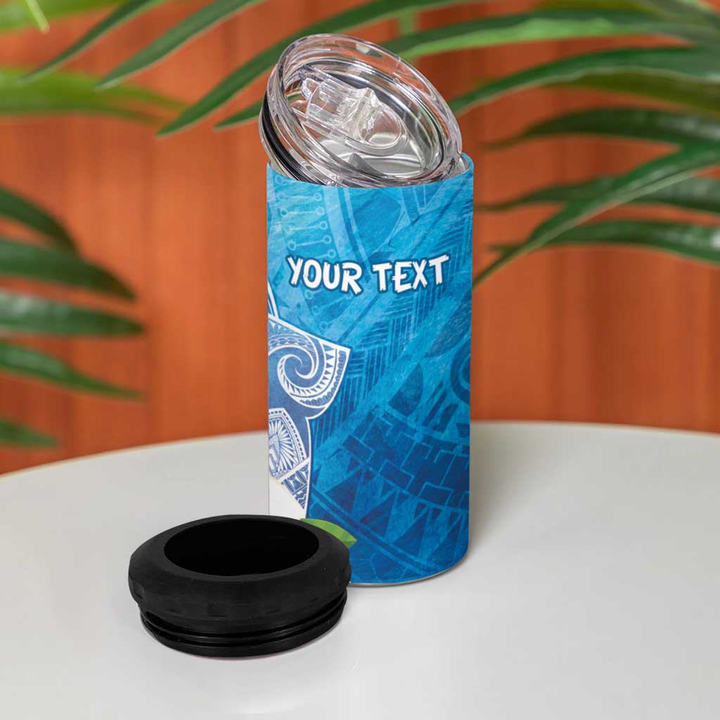 Hafa Adai Guam Chamorro Personalized 4 in 1 Can Cooler Tumbler Ocean Blue Latte Stone with Guasali - Polynesian Pride