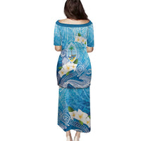 Hafa Adai Guam Chamorro Personalized Family Matching Puletasi and Hawaiian Shirt Ocean Blue Latte Stone with Guasali - Polynesian Pride