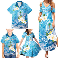 Hafa Adai Guam Chamorro Personalized Family Matching Summer Maxi Dress and Hawaiian Shirt Ocean Blue Latte Stone with Guasali - Polynesian Pride